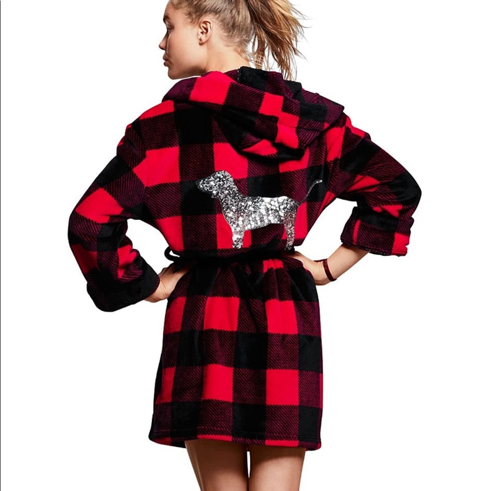 PINK Bling Plush Red Pepper Robe